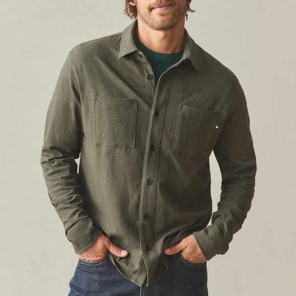 American Giant Other - NWOT American Giant Men's Premium Slub Button Up Shirt Long Sleeve XL Green